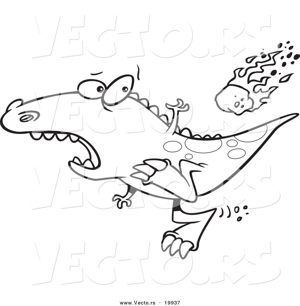 1024x1044 Vector Of A Cartoon Dinosaur Running From A Falling Meteor