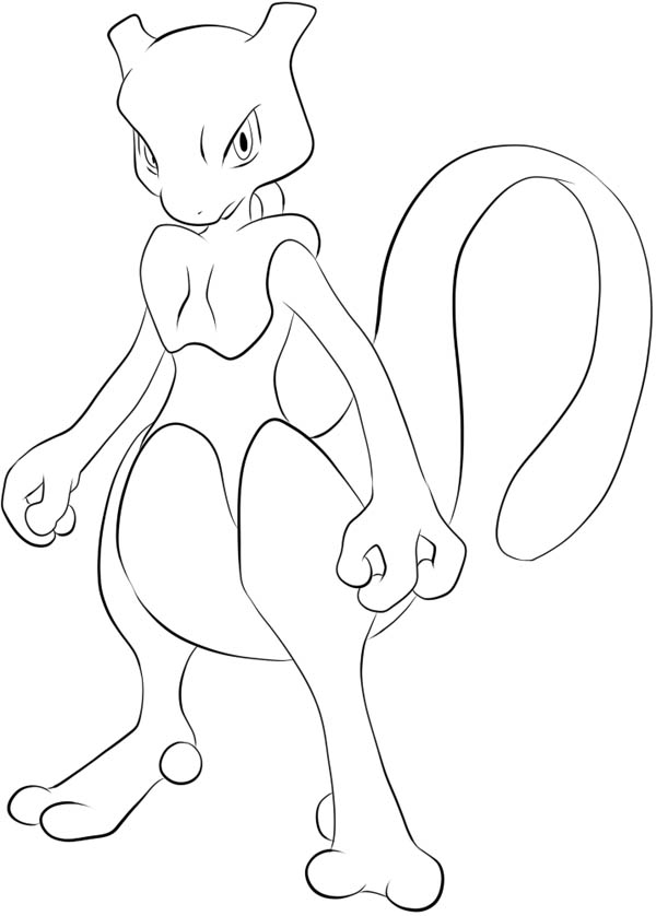 600x838 Mewtwo Stand Ready Coloring Page