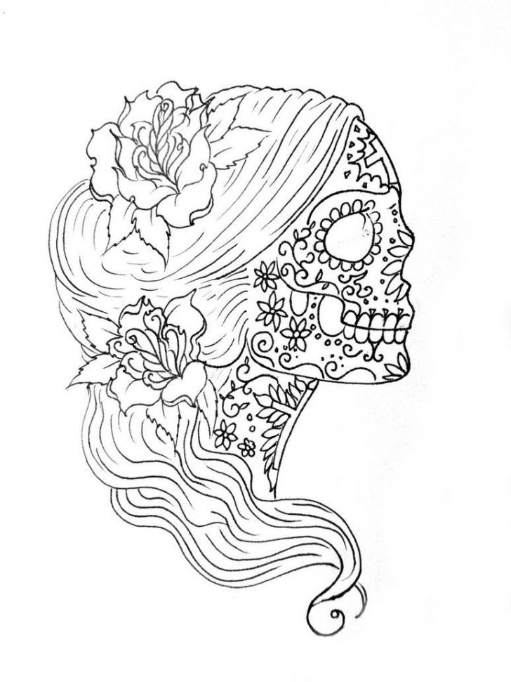 728x971 Girl Skull Coloring Pages