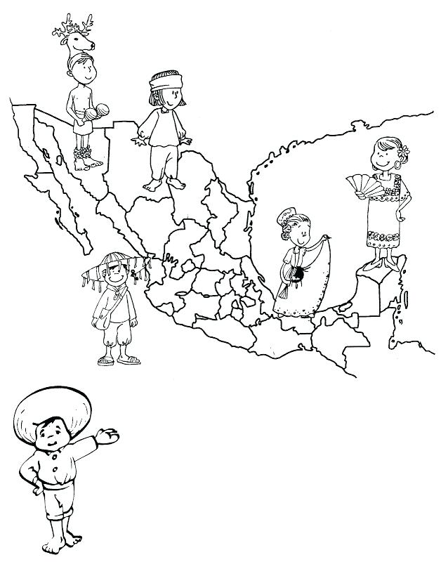 628x800 Pinto Dibujos Mapa De Macxico Con Sus Trajes Ta Picos Para