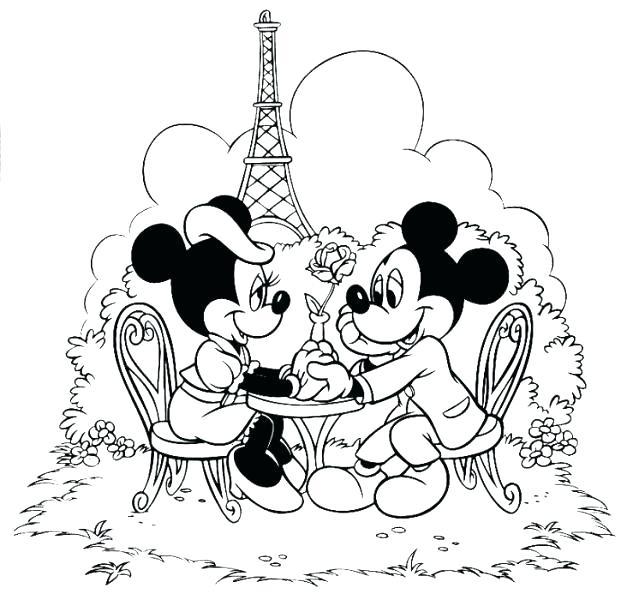 Mickey And Minnie In Love Coloring Pages