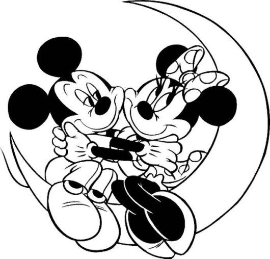 530x508 Mickey Kisses Minnie Disney Coloring Pages