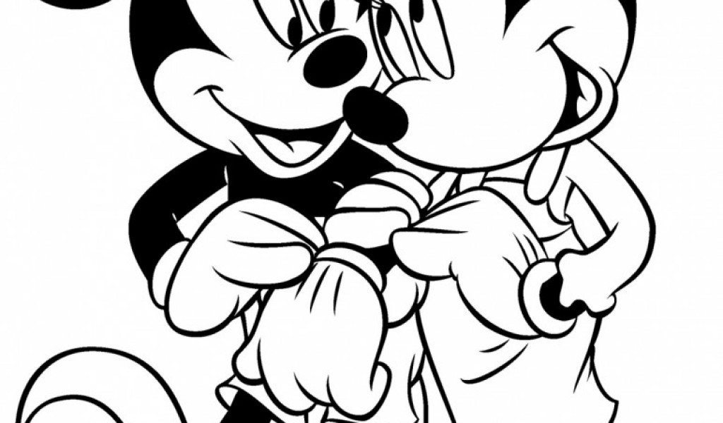 1024x600 Mickey And Minnie Kissing Coloring Pages