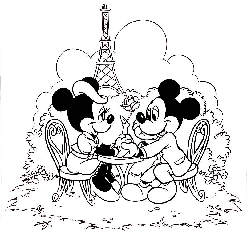 802x766 Mickey Minnie Mouse Coloring Pages In Paris On Disney Free