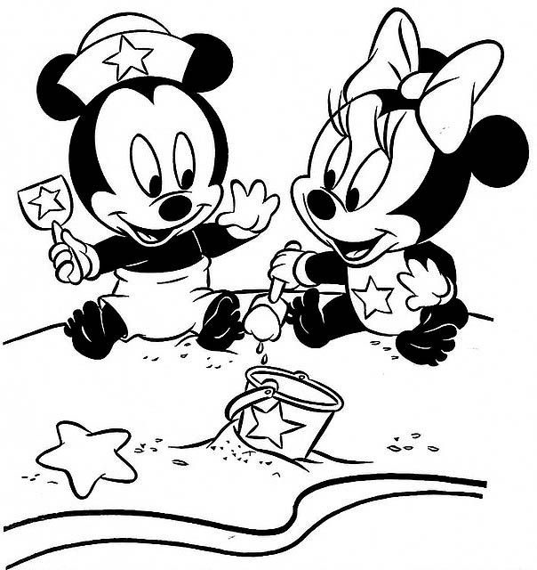 604x640 Baby Mickey Mouse And Friends Coloring Pages Cartoon Design Ba