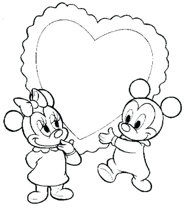 600x680 Mickey Minnie Coloring Pages Baby Mickey Heart Coloring Pages