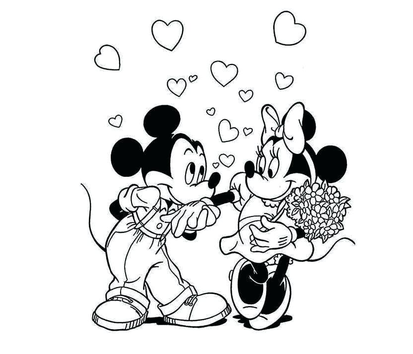 832x713 Minnie And Mickey Kissing Coloring Pages Colour Drawing Free