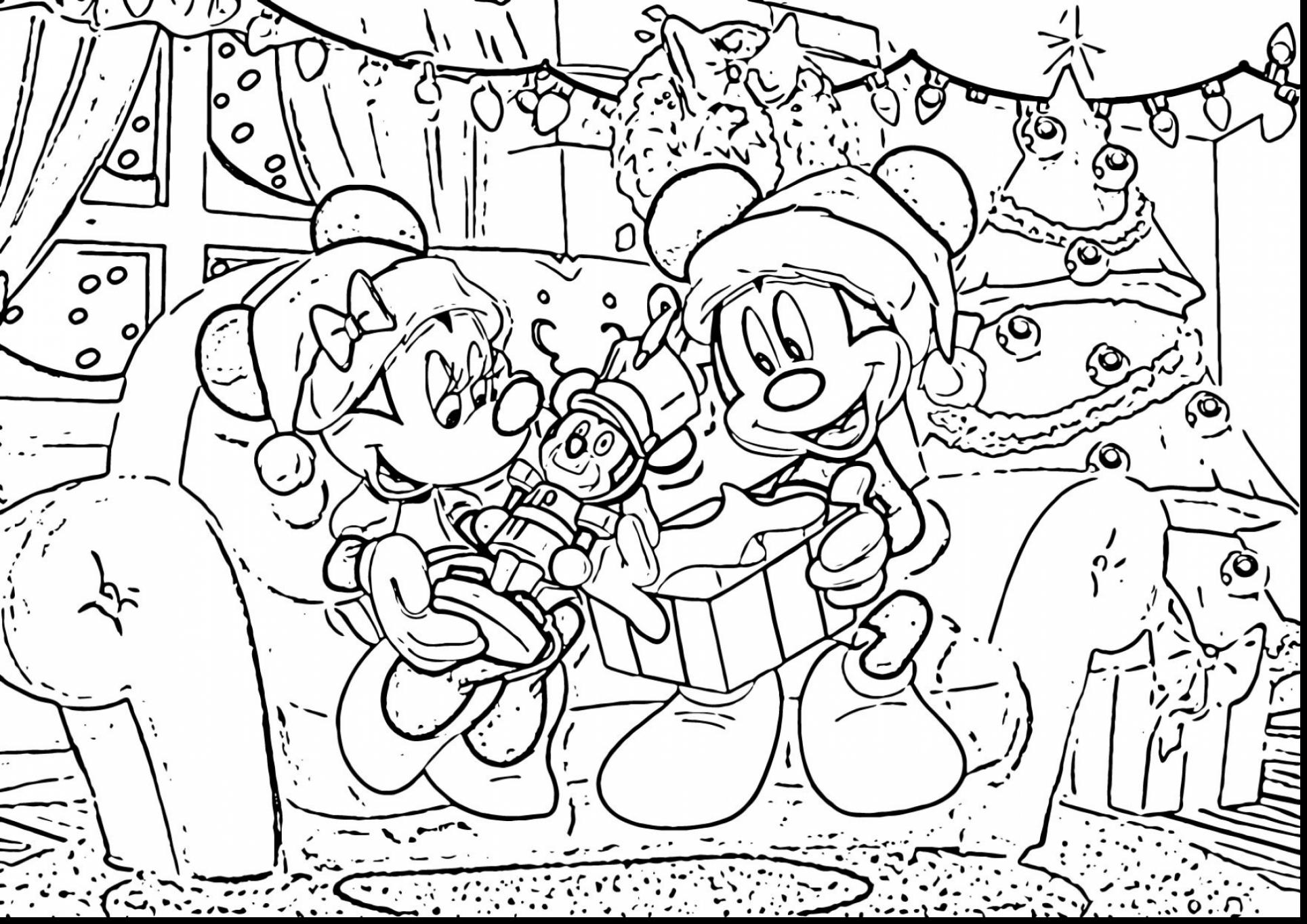 1929x1364 Mickey And Minnie Christmas Coloring Pages