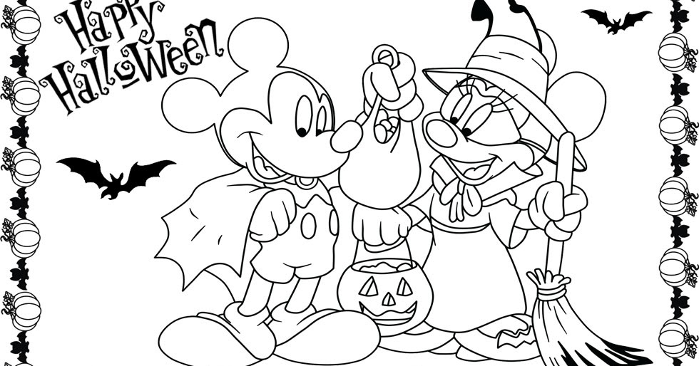 980x514 Minnie And Mickey Mouse Coloring Pages For Halloween Team Colors