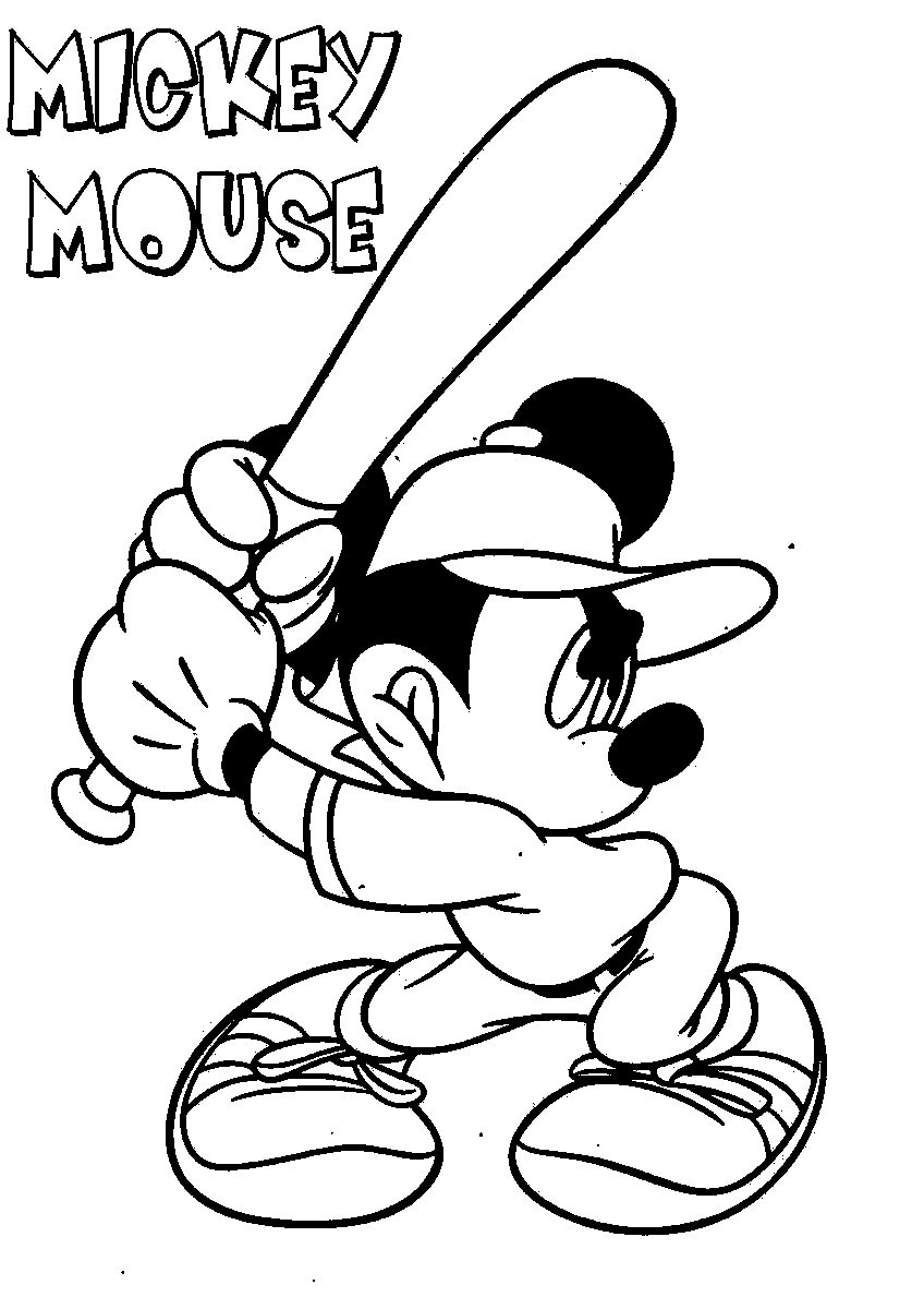 848x1200 Mickey Mouse Baseball Bat Coloring Page Little Darling