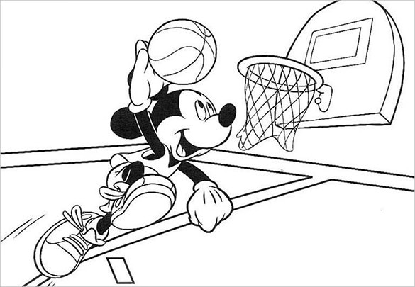 585x405 Basketball Coloring Pages Free Word Pdf Jpeg Png For On Mickey