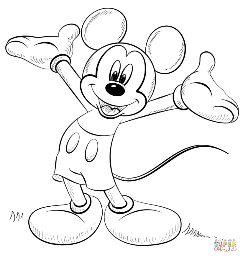 824x874 Mickey Mouse Coloring Page Free Printable Pages Throughout Micky