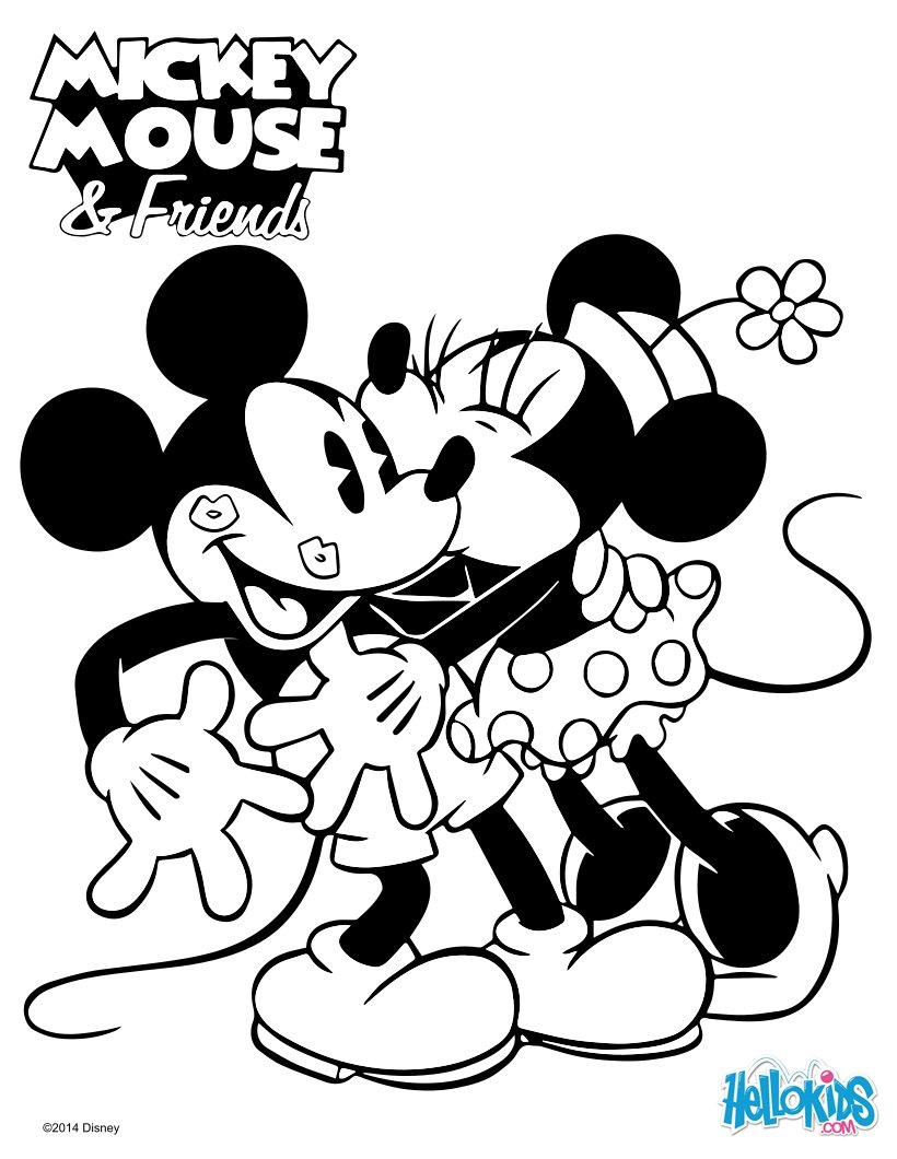 820x1060 Minnie Mouse Kisses Mickey Coloring Pages