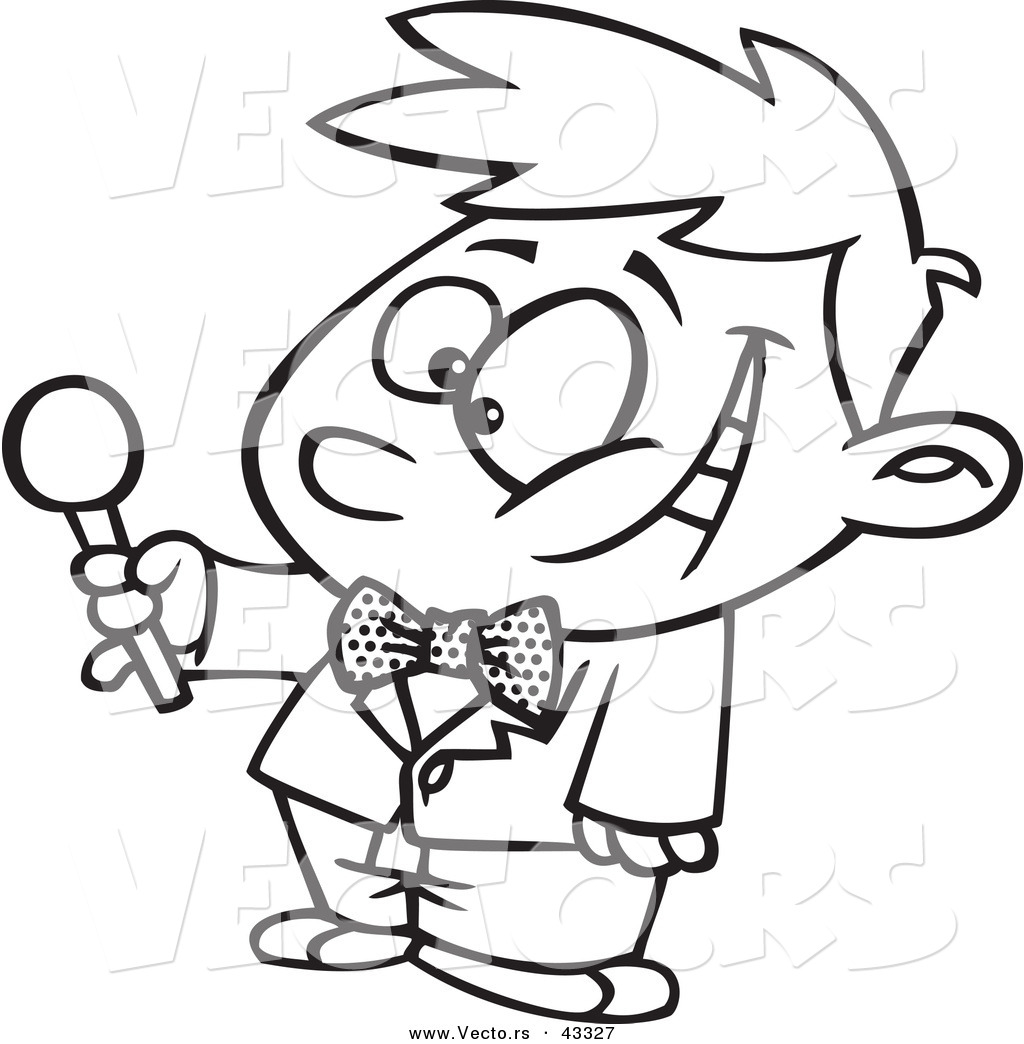 1024x1044 Vector Of A Cartoon Boy Holding Out A Microphone During