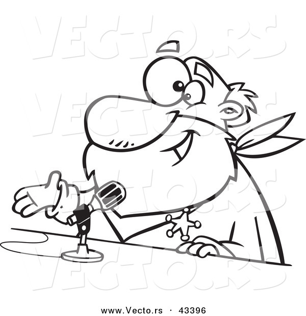 600x620 Vector Of A Happy Cartoon Crs Santa Speaking Into A Microphone