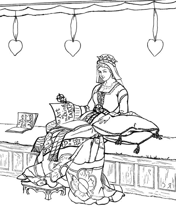 600x705 Princess In Her Chamber In Middle Ages Coloring Page Color Luna