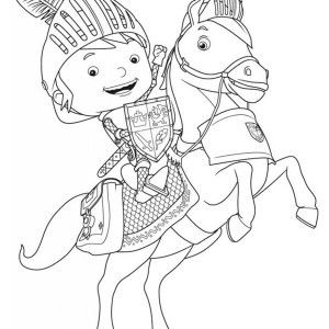 300x300 Mike The Knight, Mike The Knight Rearing Galahad Coloring Page