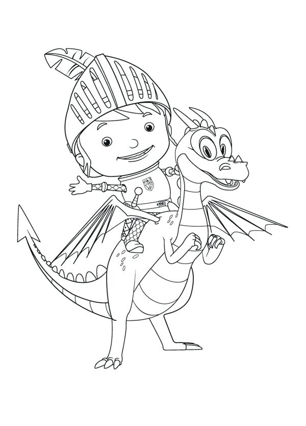 600x834 Knight Coloring Page Mike The Knight On Ride Squirt Coloring Page