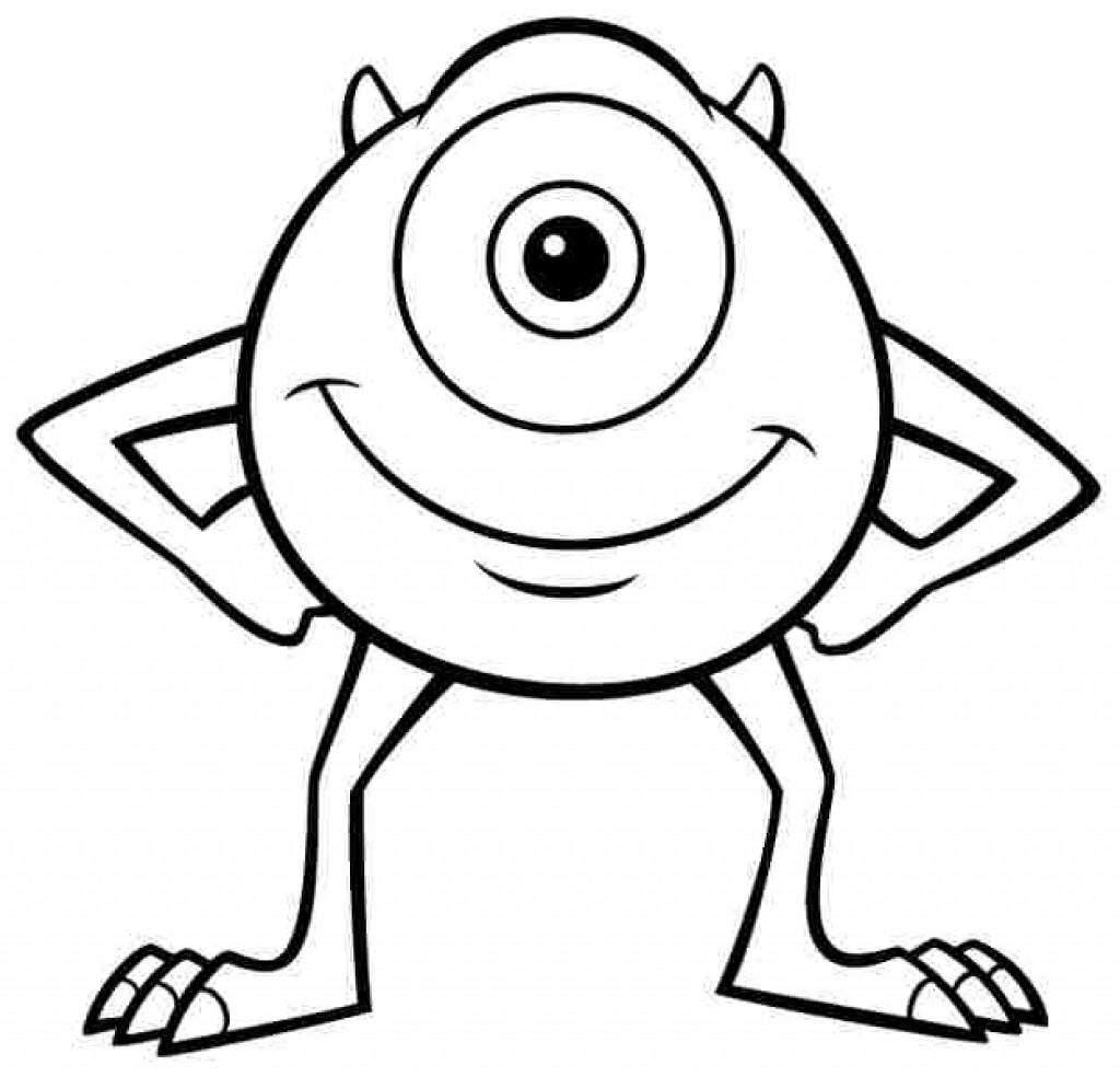 1024x984 Monsters University Mike Wazowski Coloring Page In Inside Pages