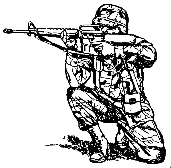 600x590 Military Aiming With Sniper Rifle Coloring Pages Color Luna