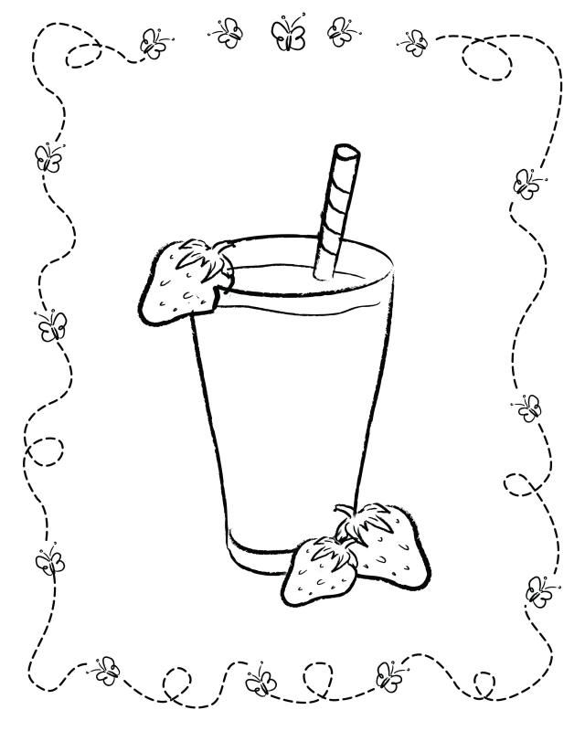 640x800 Food Coloring Pages For Kids Strawberry Milkshake, Free