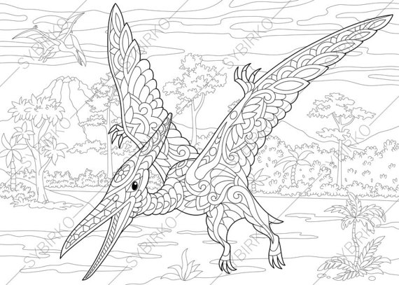 570x407 Pterodactyl Dinosaur. Pterosaur. Dino Coloring Pages. Animal