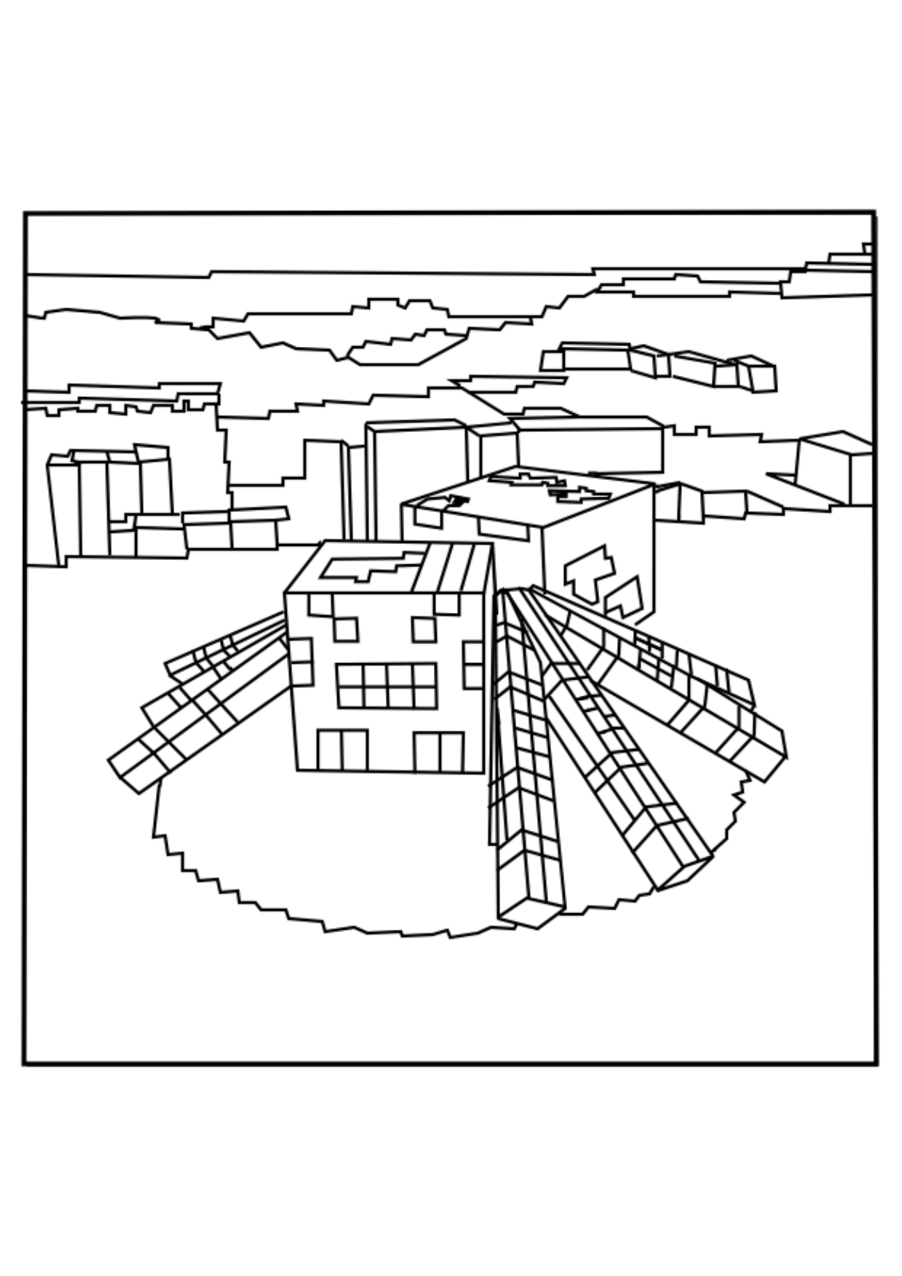 1295x1832 Squid And Spider Minecraft Coloring Pages Free Printable