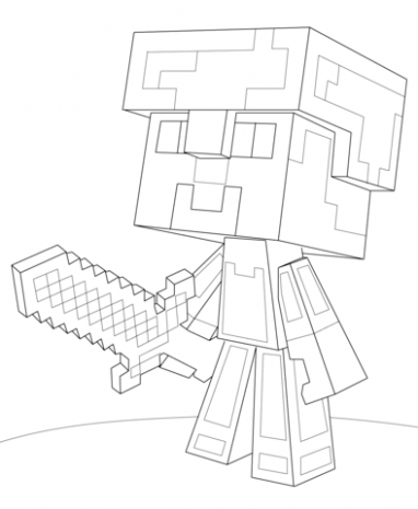 382x465 Minecraft Steve Diamond Armor Coloring Page Free . @ Just Coloring