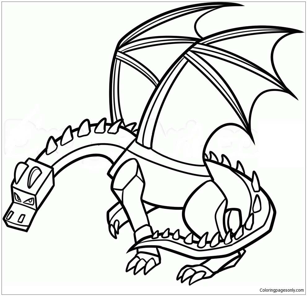 992x957 Minecraft Dragon Coloring Page
