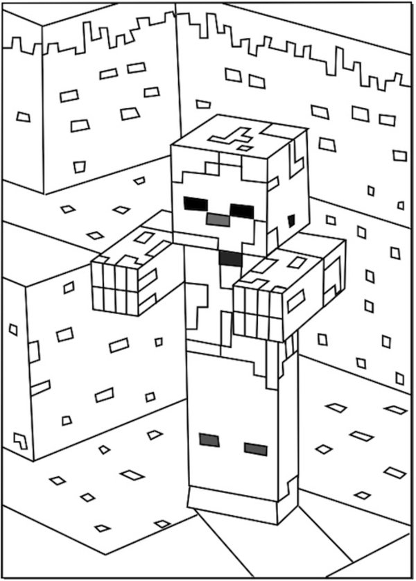 600x838 Minecraft Zombies Coloring Pages Printable