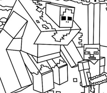 367x320 Minecraft Wolves Coloring Page
