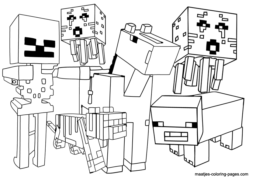 842x595 Minecraft Mobs Coloring Pages