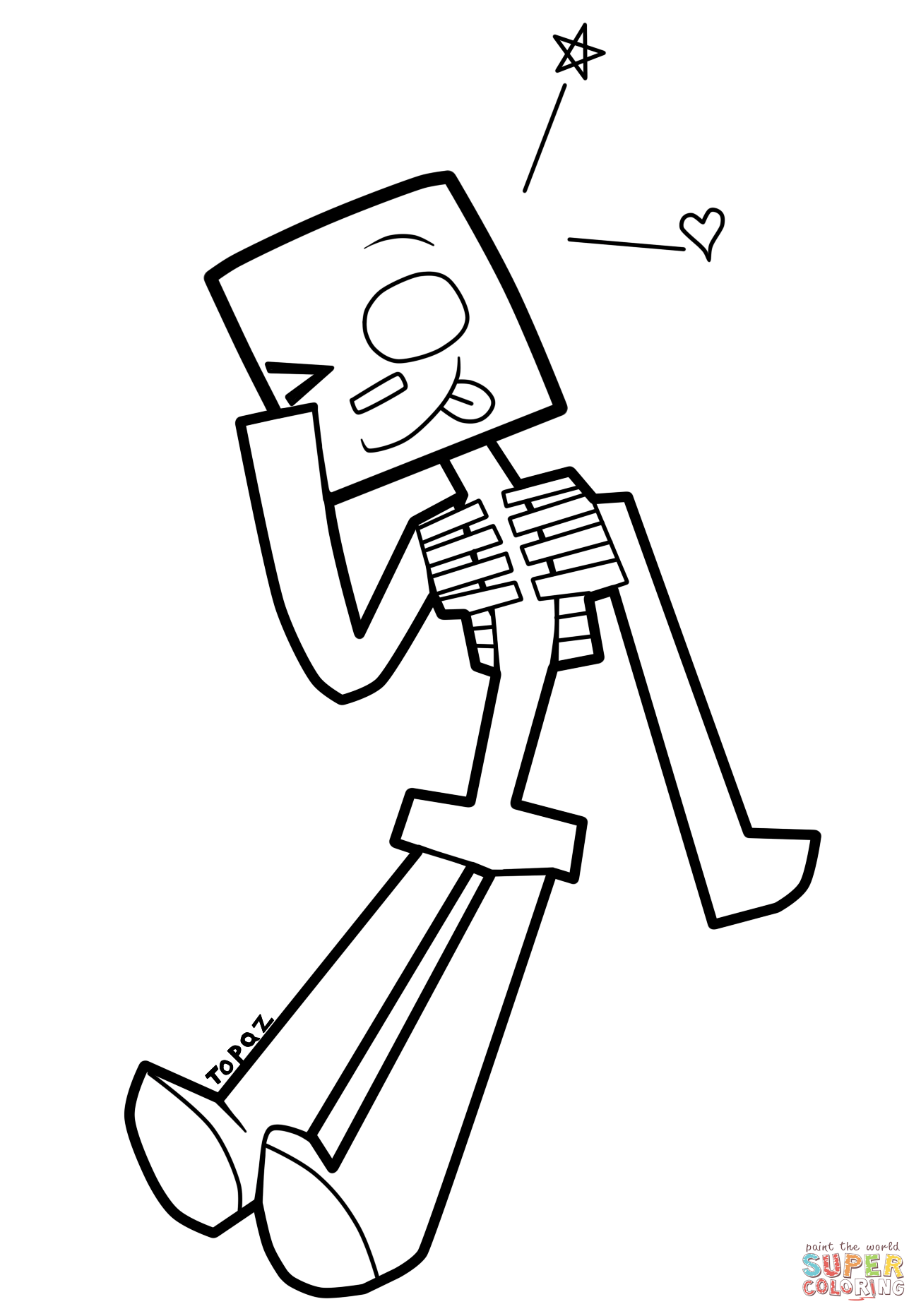 1304x1864 Minecraft Cartoon Skeleton Coloring Page Free Printable Pages
