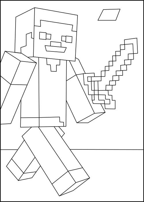 500x699 Minecraft Steve Coloring Pages