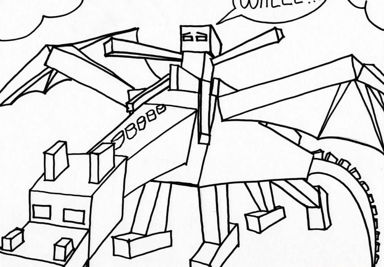 1295x900 Minecraft Coloring Pages Ender Dragon For Toddler Free Printable