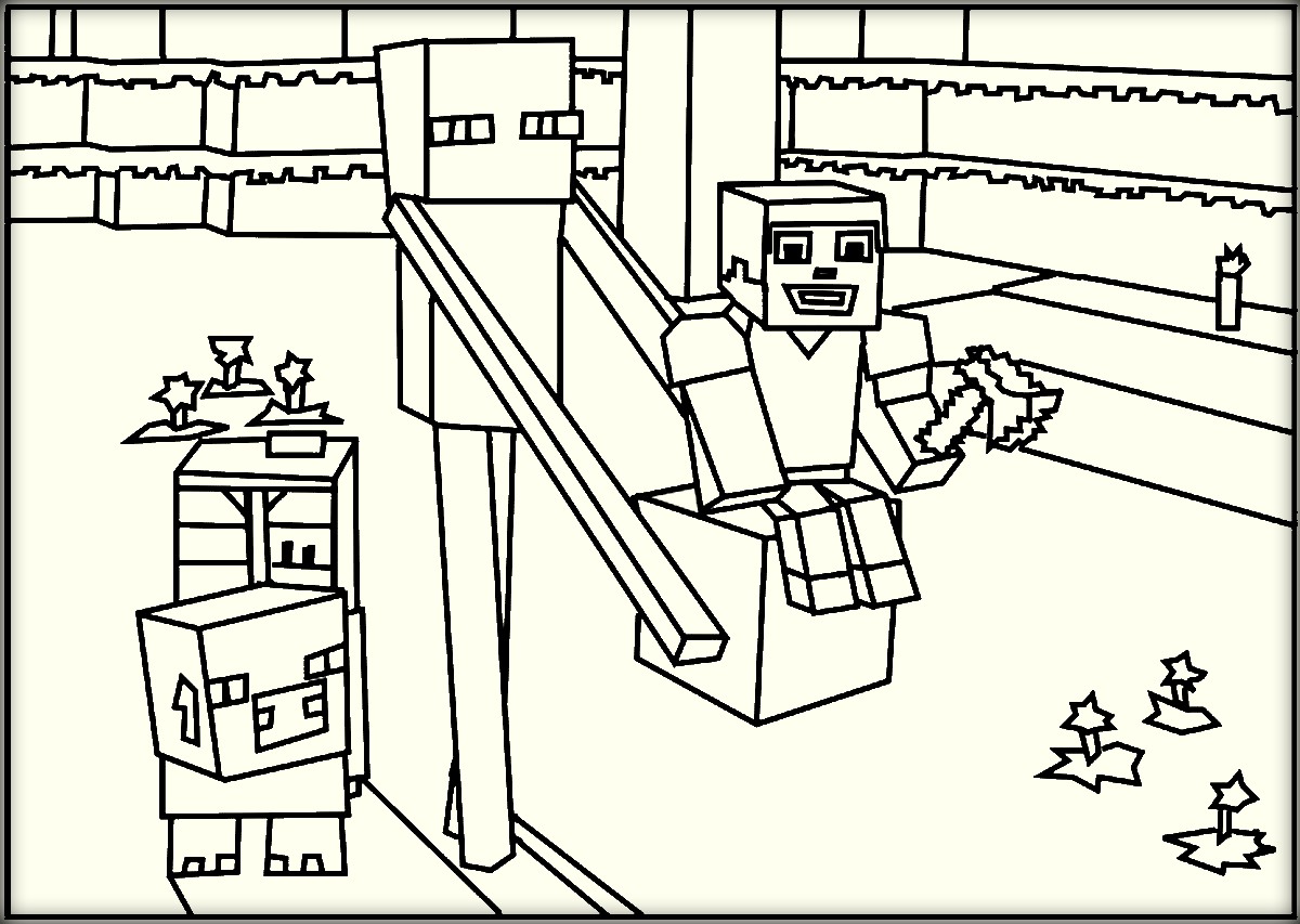 1200x853 Minecraft World Free Coloring Page Kids Pages Simple