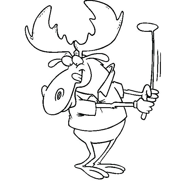 600x612 Golf Coloring Page Cartoon Picture Of Moose Playing Golf Coloring