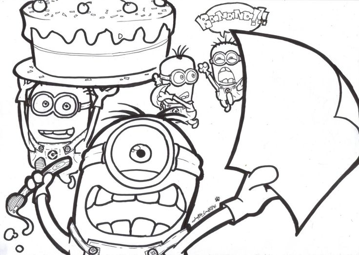 736x523 Minion Birthday Coloring Pages Drawn Birthday Minion 4