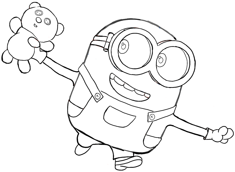 900x658 How To Draw Bob The Minion With A Teddy Bear From The Minions