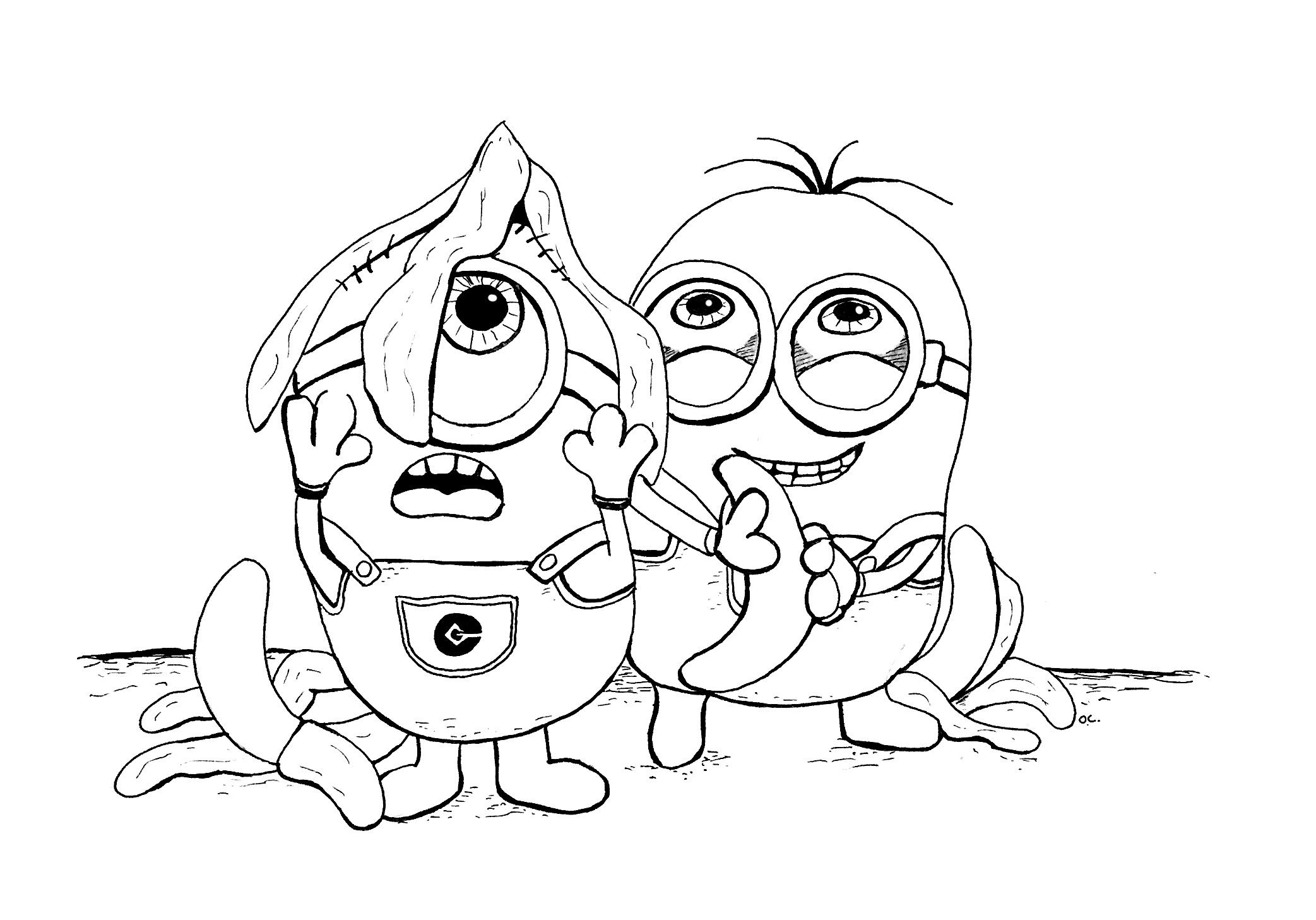 2085x1457 Simple Minion Kevin Coloring Page At Minions Coloring Pages