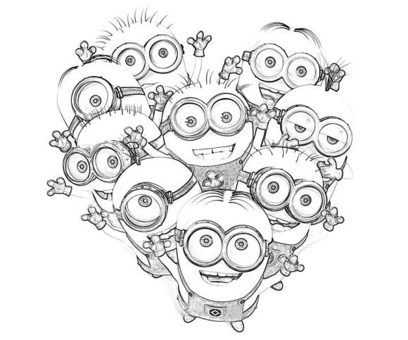 580x483 Kids Minions Despicable Me Coloring Pages Holiday Valentine'S