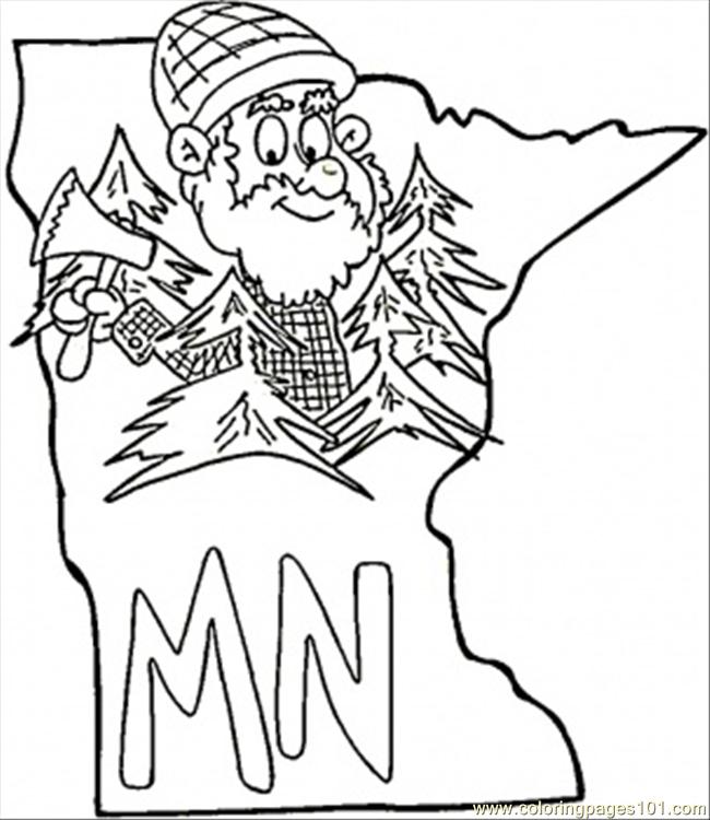 650x750 Minnesota Map Coloring Page