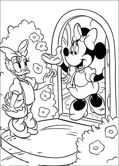 500x700 Minnie Lets Daisy In Coloring Page Cartoon Pages