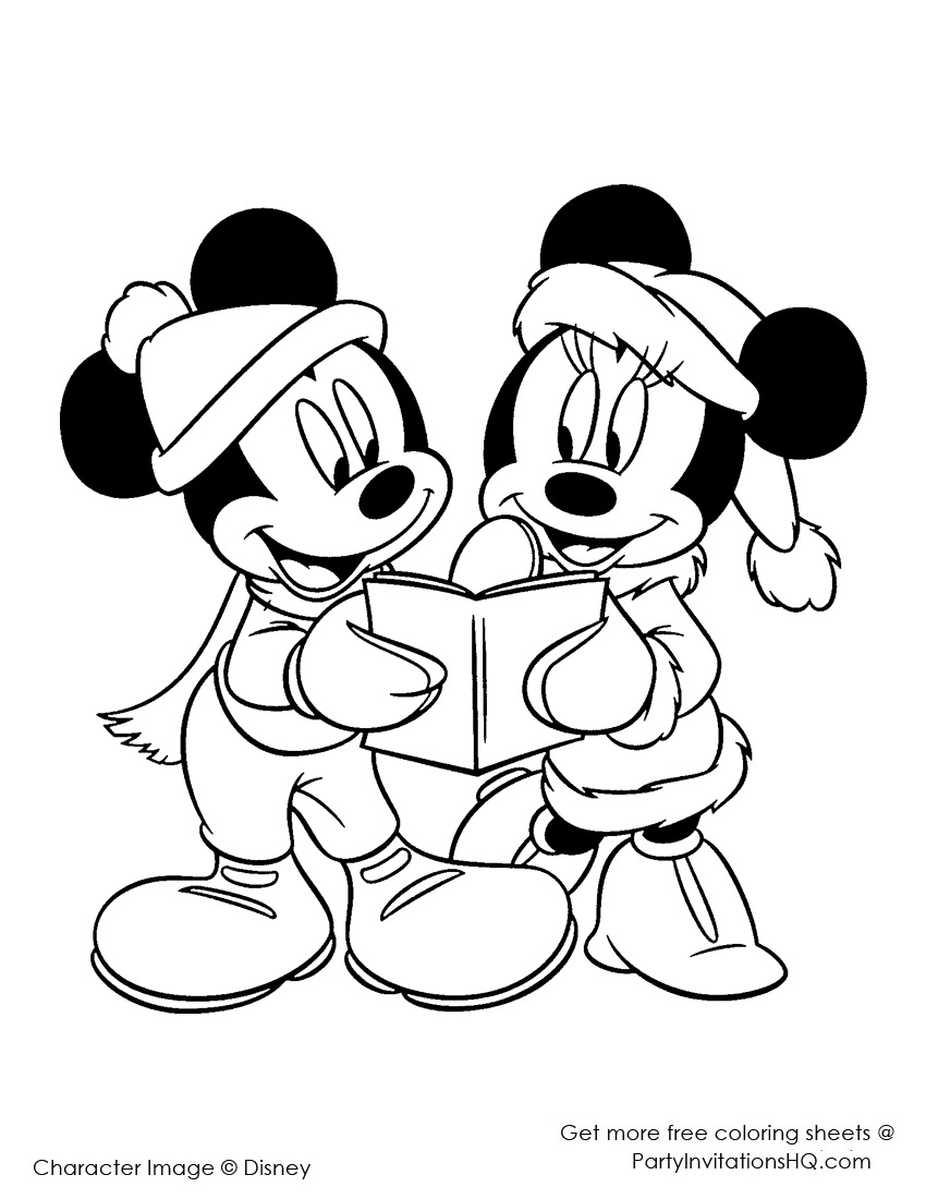 850x1100 Mickey And Minnie Christmas Coloring Pages
