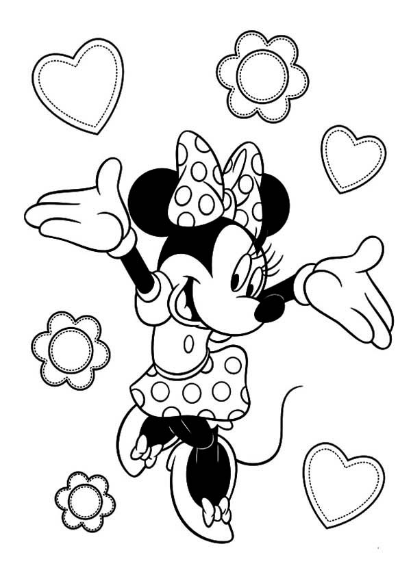 600x849 Minnie Mouse Love Polkadot Coloring Page
