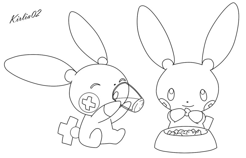 800x515 Plusle And Minun Lineart By Kirlia02