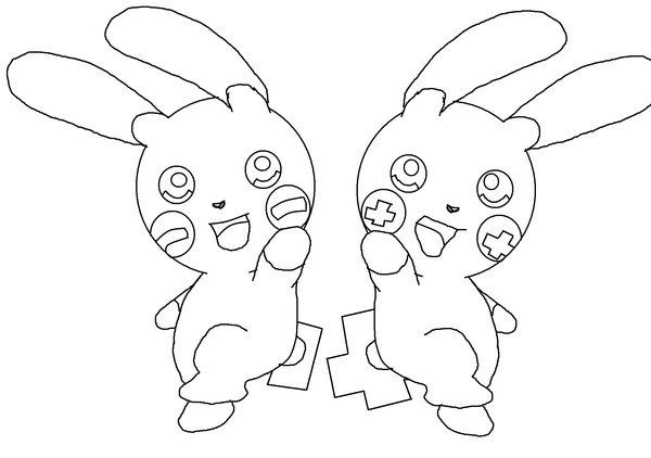 600x422 Minun And Plusle Base By Midnightflaze