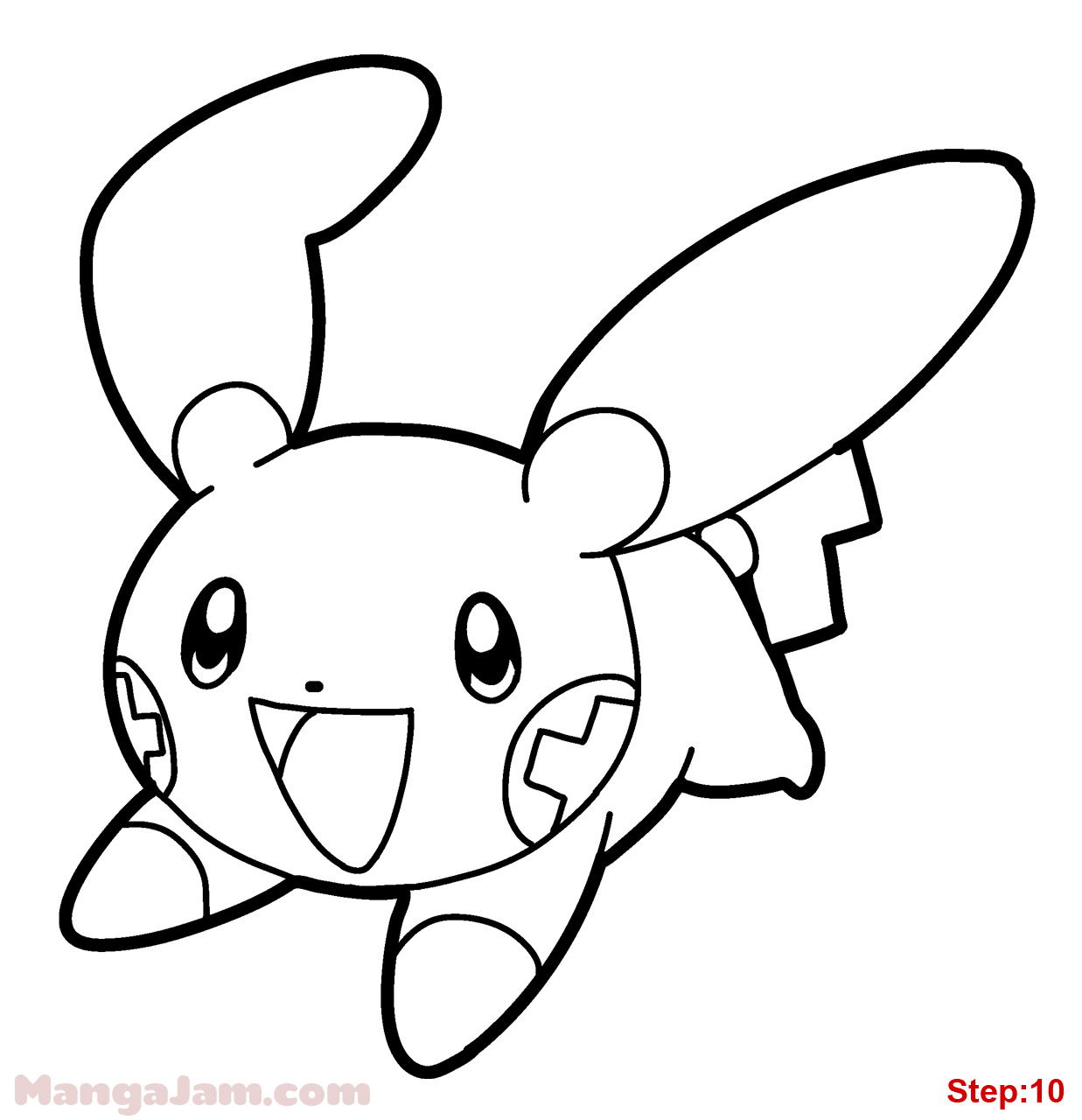 1237x1280 How To Draw Plusle From Pokemon