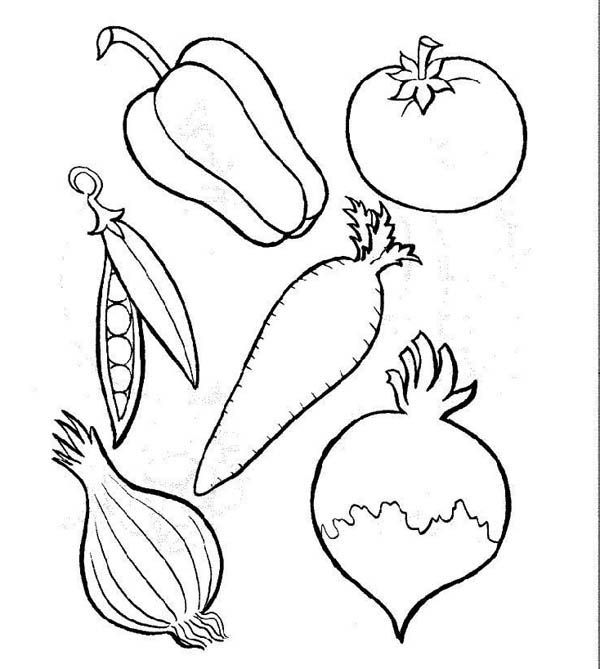 600x669 Fruits And Vegetables, Different Types Of Vegetables Coloring