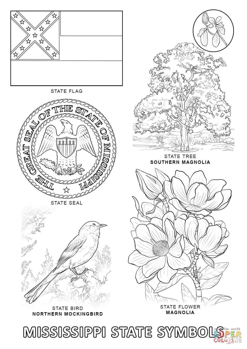 1020x1440 Shocking Mississippi State Symbols Coloring Page Printable Pict